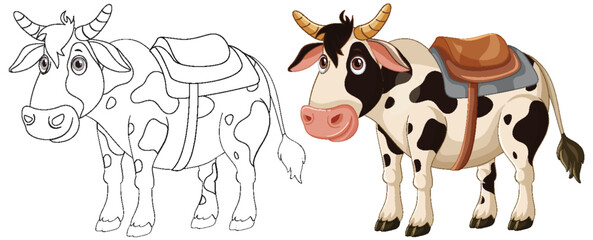 Obraz premium Cow Illustration with Saddle