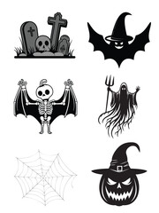 Isolated Halloween Elements Vector Illustration Set