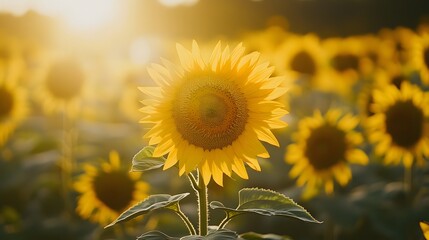 Obraz premium A vibrant image of a sunflower field, symbolizing positivity and good luck