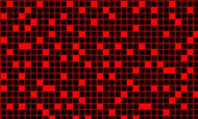 Red, yellow and blue neon light square pattern background.  Video game background. schedule grid light pattern. Schedule dance floor 