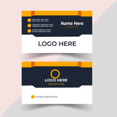 Corporate business card template . grey and orange . double sided business card design template . orange color business card layout . Professional Business Card Template . Identity Business Card . 