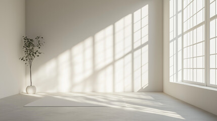Obraz premium Peaceful Yoga Session in Minimalist Soft Room with Natural Light 