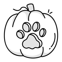 A doodle icon of paw pumpkin 

