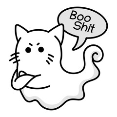 A spooky ghost icon in doodle style 

