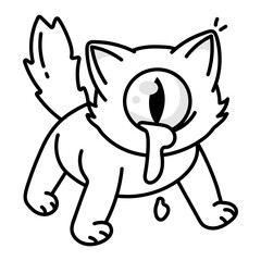 A doodle style icon of a cat monster 

