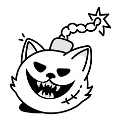 Cat Bomb icon in drawing style 