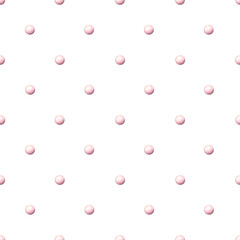 Seamless pattern with pink perls. Polka dot print. Hand drawn watercolor illustration. Companion fabric with delicate children's print. Simple ornament for girly themes. Template for wrapping, cover.