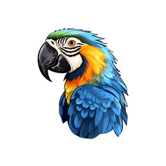 Obraz premium Blue and yellow macaws perched on a branch with green leaves are suitable for nature, wildlife, birds, and tropical themed designs. Generative AI