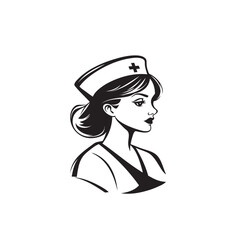 Nurse Icon - Vector Medical Assistant with Stethoscope and Cap for Health Care Services in Glyph Pictogram illustration