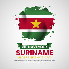 Suriname brush flag square banner background for Suriname Independence Day