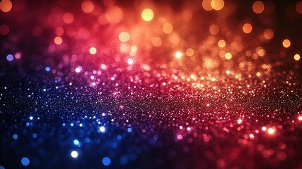 Obraz premium Abstract Blurred Glitter Background with Red, Orange, and Blue Lights