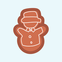 snowman cookies on ginger bread on the christmas day