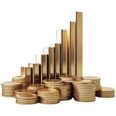 Gold Coins and Bars With Growth Chart Visualization