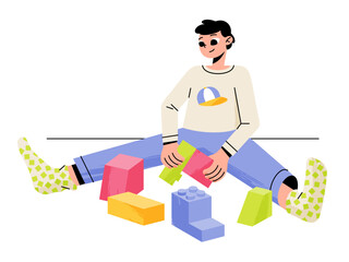 Boy playing with blocks