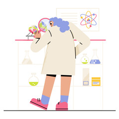 Scientist studies a crystal