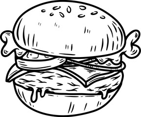 Set of hand drawn hamburger, burger. Set of doodle style hamburger, burger. Vector illustration