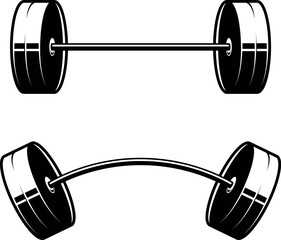 Illustration of barbell engraving style. Design element for logo, emblem, sign, poster, card, banner. Vector illustration