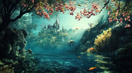 Submerged Castle with Coral Reef