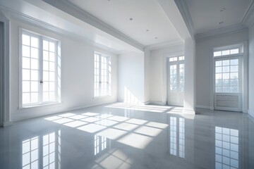Obraz premium Minimalist White Empty Room Macro Photography for Serenity and Space