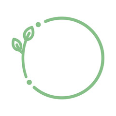 Round leaf border frame. Natural, green, lifestyle, fresh concepts. Flat vector isolated illustration.