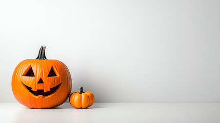 Halloween pumpkins, white isolated background