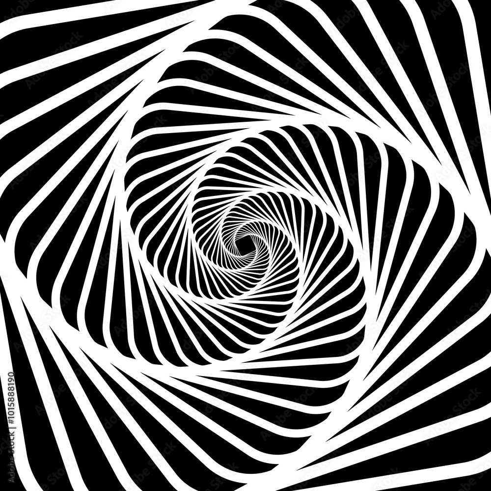 Poster psychedelic hypnotic spiral pattern with hypnosis swirl for optical illusion effect, vector backgrou