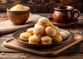 Traditional Brazilian Polvilho Biscuits on Ceramic Plate for Candid Photography