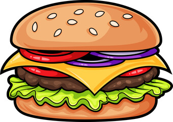 Cheeseburger Vector Design - Ready to Eat - Illustration of a hamburger vector illustration