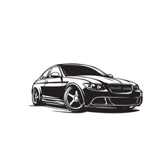 Obraz premium Sport car front view black icon. Modern linear icon with car, vehicle icon front view. Auto sport, fast automobile symbol. Car icon front view. Simple vector illustration