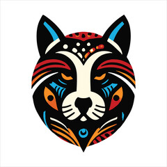 Obraz premium Tribal bear face vector with colorful patterns for creative and bold wildlife designs