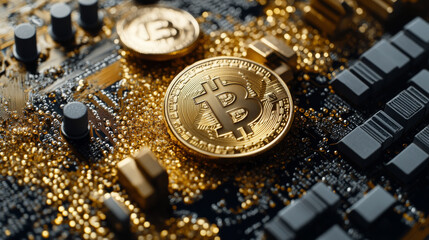 A visual representation of how financial technology, like cryptocurrency mining and blockchain startups, is changing the way we handle money.