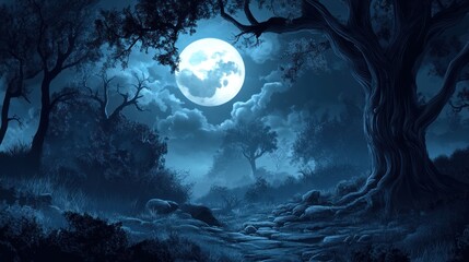 Realistic Halloween background with night sky