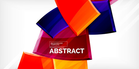 Round 3d shapes, plates background. Creative composition design template