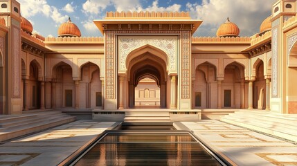 Obraz premium 3d illustrations of ancient indian mughal architecture design