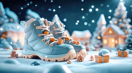 Festive st nicholas day celebration with winter boots and gifts