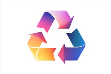 Colorful gradient recycle logo. Vibrant symbol for sustainable practices isolated on a transparent or white background