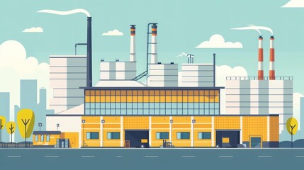 Obraz premium Minimalistic Flat Design of Modern Industrial Complex