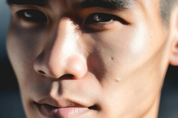 Naklejka premium asian men soft shadow, skin texure