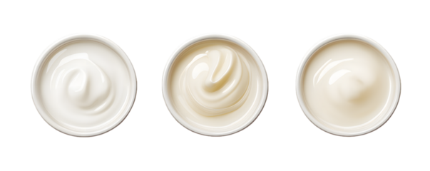 Collection of set White cream isolated on transparent background. PNG file, cut out