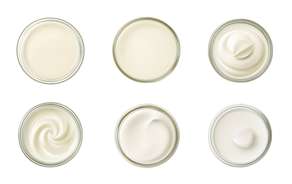 Collection of set White cream isolated on transparent background. PNG file, cut out
