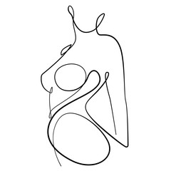 Female Silhouette Continuous One Line Drawing. Woman Body Abstract Minimalist Linear Illustration. Female Figure Minimal Art. Fashion Beauty Single Line for Home Decor, Wall Art. Vector EPS 10