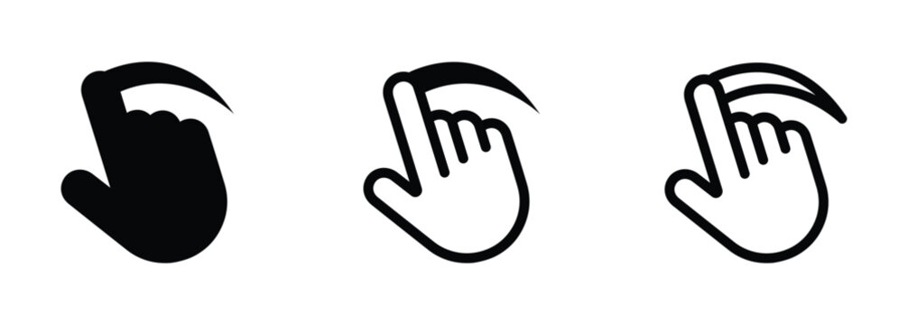 Screen touch swipe finger vector icons. Screen touch icon