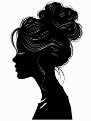 Vector silhouette of a woman's head on a white background. Side view.