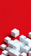 Fototapeta premium Geometric abstract background of cubes, graphic design of red, white, black cube, graphic pattern modern and digital concept