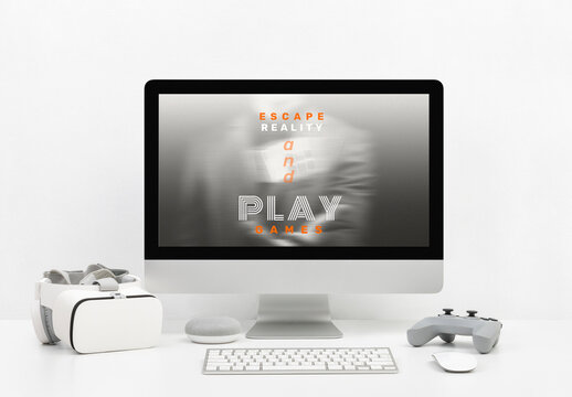 Screen Computer And VR Mockup