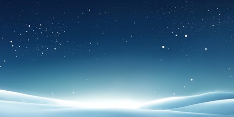 A blue sky with snowflakes falling on it. The sky is filled with stars and the snow is falling gently