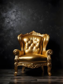 Golden luxury armchair on dark background
