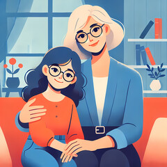 Grandmother and Granddaughter Sitting Together
