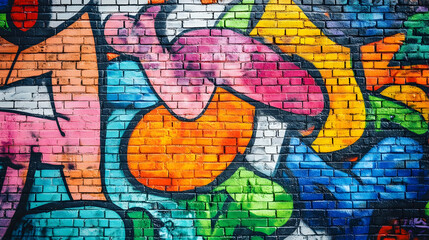 Vibrant Graffiti Art Brick Wall Urban Street Colorful Texture