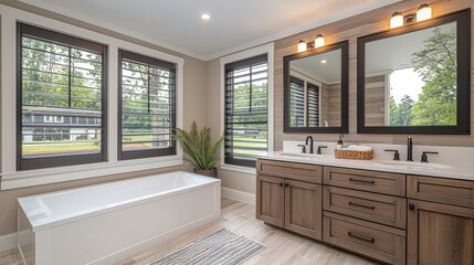 Stylish Freestanding Tub in Modern Tranquil Bathroom
